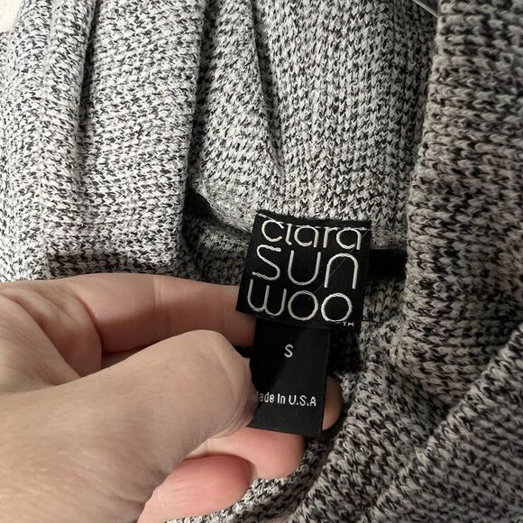 Clara Sun Woo Sweater Womens Small Cowl Neck Pullover Gray Casual Stretch - Picture 10 of 10